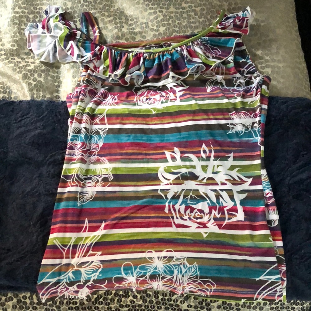 Colorful Italian ruffle tank top!